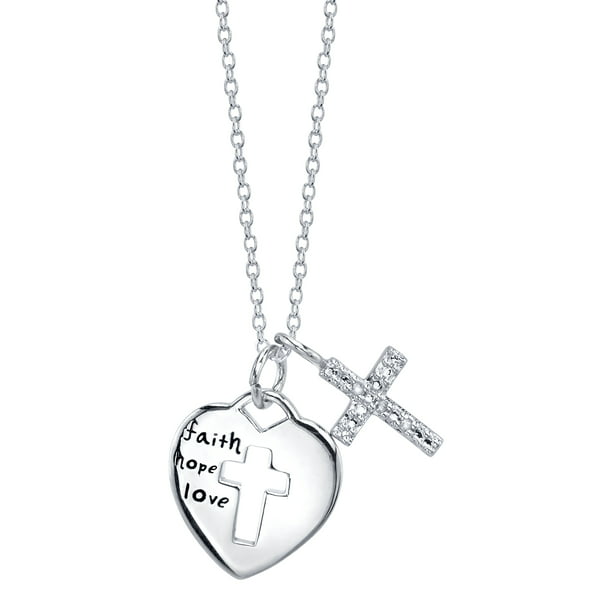 925 Sterling Silver Polished Love Faith Engraved Charm Pendant Hope 